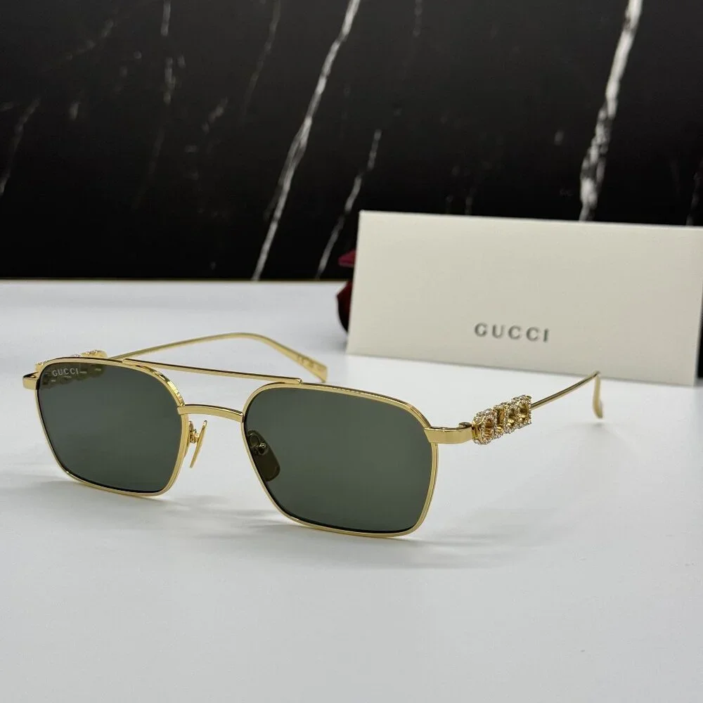 NEW GUCCI SUNGLASSES GOLD UNISEX EYEWEAR GUCCI GG1804S 001